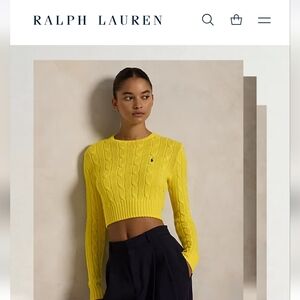 Cable Knit Cotton Cropped Sweater